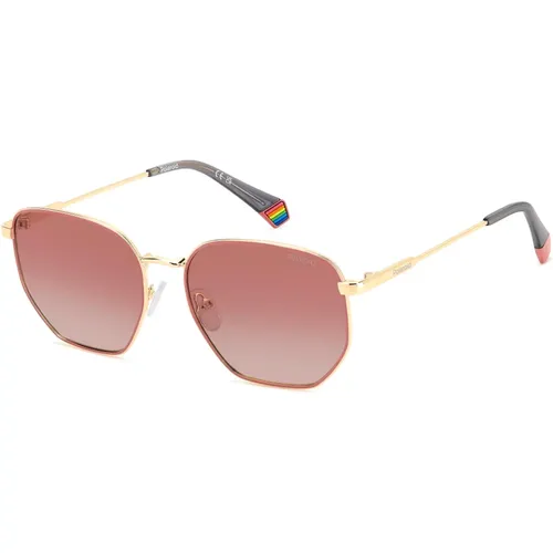 Sunglasses, unisex, , Size: 56 MM Gold/Pink Sunglasses - Polaroid - Modalova