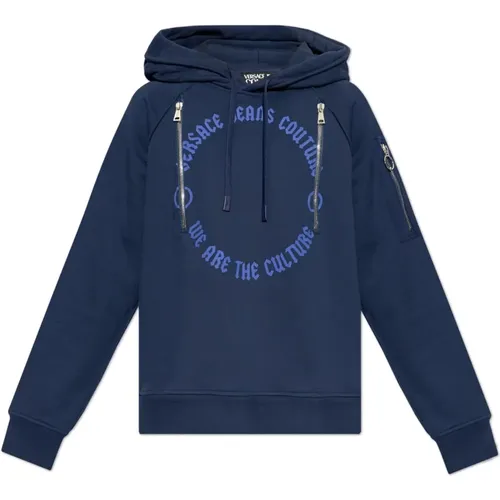 Sweatshirt mit Reißverschlusstaschen , Herren, Größe: 2XL - Versace Jeans Couture - Modalova