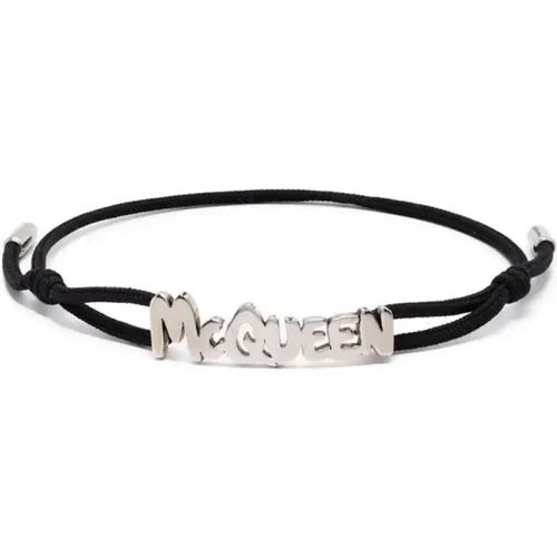 Bracelets, male, , Size: ONE SIZE Logo-Plaque Bracelet - alexander mcqueen - Modalova