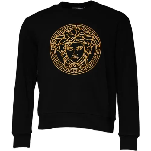 Sweatshirts, male, , Size: 3XS Medusa Embroidery Crew Neck Sweater - Versace - Modalova