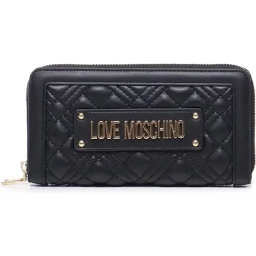 Wallets & Cardholders, female, , Size: ONE SIZE Quilted Wallet with Logo Plaque - Love Moschino - Modalova