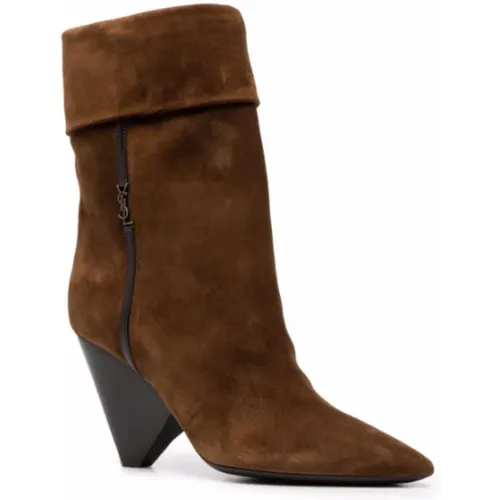 Leather Pointed Toe Ankle Boots , female, Sizes: 5 1/2 UK, 5 UK, 4 1/2 UK - Saint Laurent - Modalova