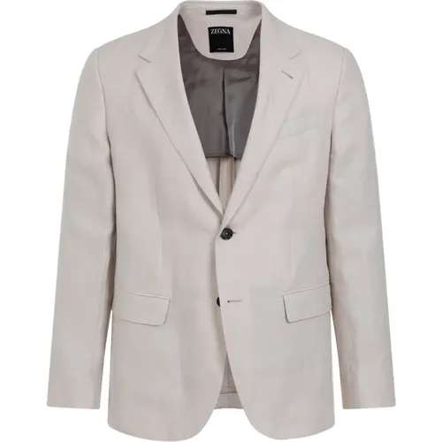 Blazers, male, , Size: L Oasi Linen Jacket Chiaro - Ermenegildo Zegna - Modalova