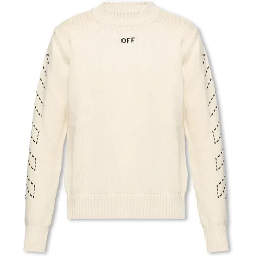 Sweater with logo , male, Sizes: S, M - Off White - Modalova