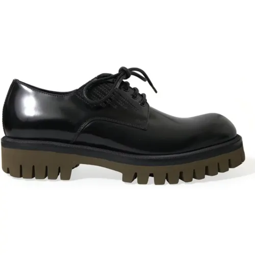 Klassische Schwarze Leder Derby Schuhe , Herren, Größe: 39 1/2 EU - Dolce & Gabbana - Modalova