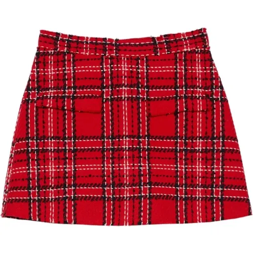 Rote Karomuster Fransenshorts , Damen, Größe: XS - MSGM - Modalova