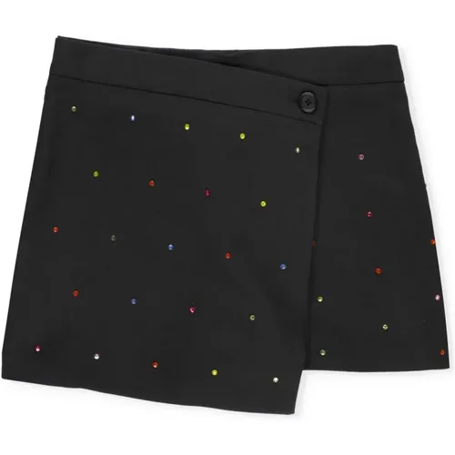 Schwarze Junior Shorts mit Strass-Details - Msgm - Modalova