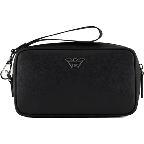 Toilet Bags, male, , Size: ONE SIZE Regenerated Leather Beauty Case - Emporio Armani - Modalova