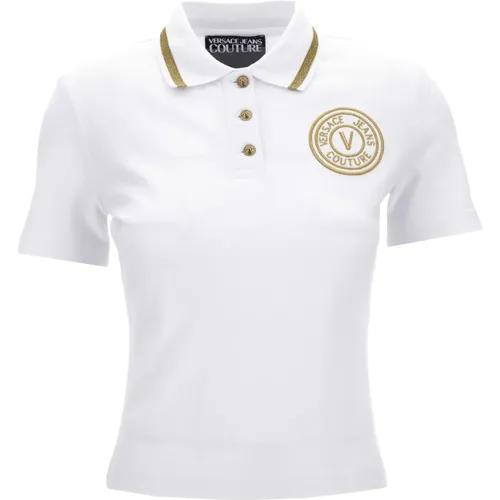 Weißes Poloshirt , Damen, Größe: L - Versace Jeans Couture - Modalova