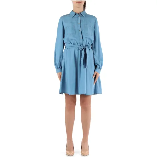 Denim Lyocell Dress with Snap Buttons , female, Sizes: M, L, S, XS - Pennyblack - Modalova
