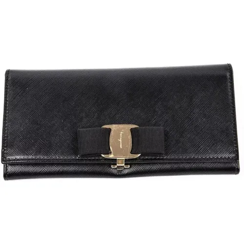 Kontinentale Brieftasche aus Schwarzem Leder , Damen, Größe: ONE Size - Salvatore Ferragamo - Modalova