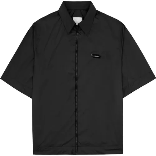 Short Sleeve Shirt with Zip Closure and Classic Collar , male, Sizes: S - Givenchy - Modalova