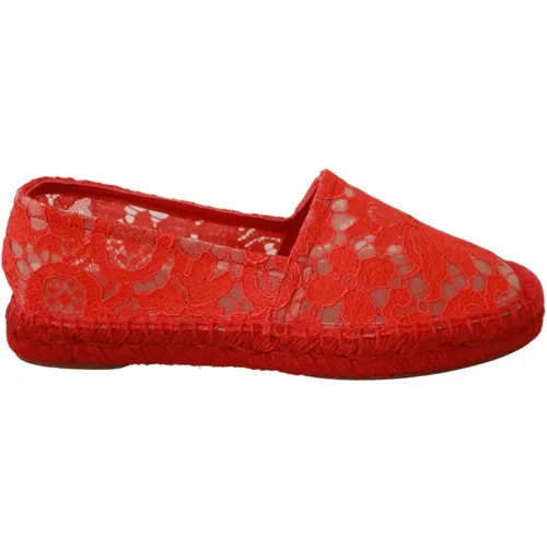 Rote Viskose Espadrilles Flache Schuhe - Dolce & Gabbana - Modalova