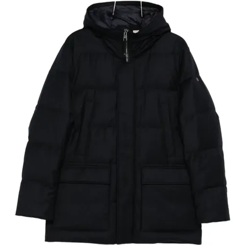 Winter Jackets, male, , Size: 2XL Quilted Navy Hooded Zip Jacket - Duno - Modalova