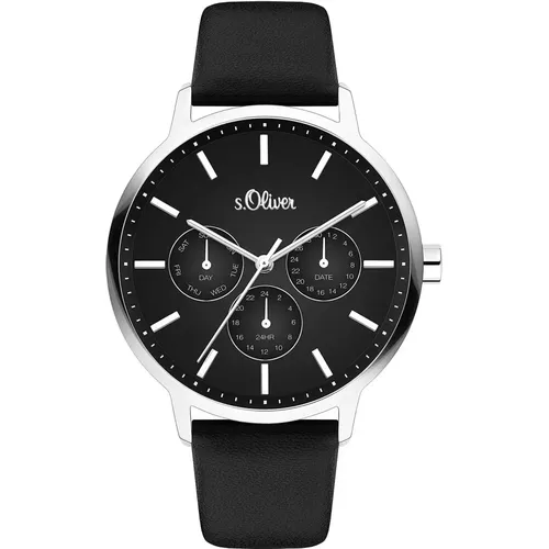 Leather Strap Watch So-4165-Lm , male, Sizes: ONE SIZE - s.Oliver - Modalova