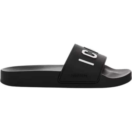 Sliders, female, , Size: 5 US Rubber Logo Slides - Dsquared2 - Modalova