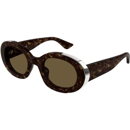 Braune Havana Sonnenbrille Am0445S 002 - alexander mcqueen - Modalova
