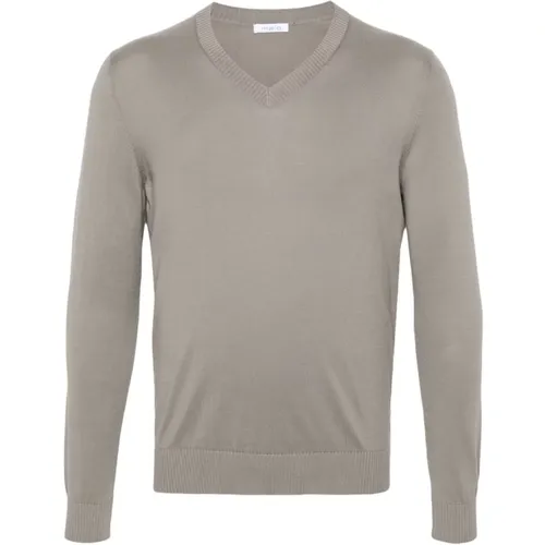 Dark Sand V-Neck Sweater , male, Sizes: XL, 2XL, L, M - Malo - Modalova