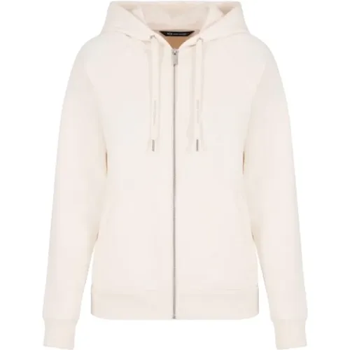 White Zip-Up Hooded Sweatshirt Aw24 , female, Sizes: M, L, S, XS - Armani Exchange - Modalova