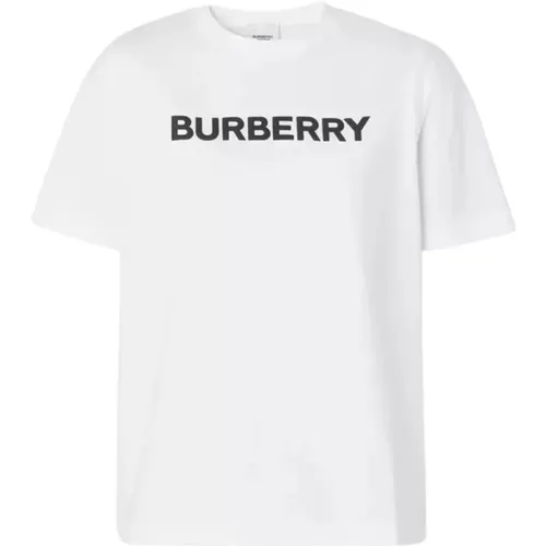 Damen Logo Print Weißes T-Shirt , Damen, Größe: L - Burberry - Modalova