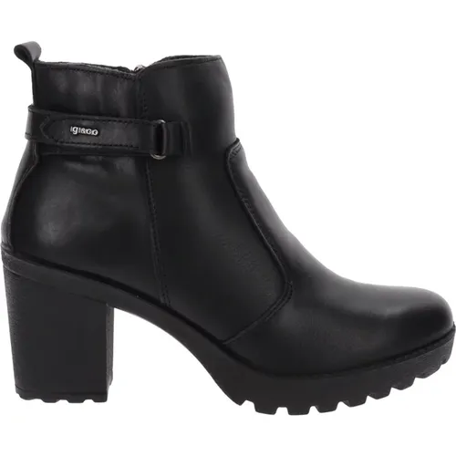 Leather Zip Closure Women Ankle Boots , female, Sizes: 6 UK - IGI&Co - Modalova