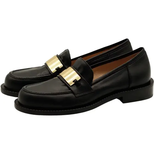 Leather Loafer with Gold Buckle , female, Sizes: 4 1/2 UK, 5 UK, 8 UK - Pomme D'or - Modalova