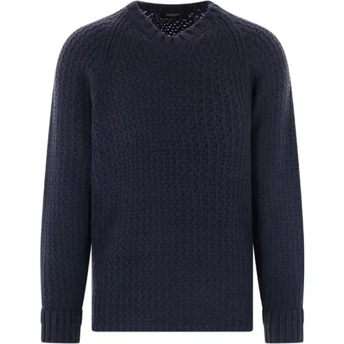 V-neck Knitwear, male, , Size: L Navy Knit Sweater - Undercover - Modalova