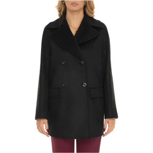 Blazers, female, , Size: L Double-breasted Kent coat with raglan sleeves - Max Mara Studio - Modalova