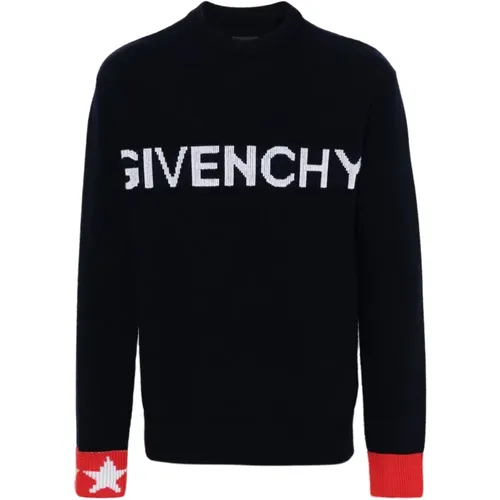 Navy Star Pattern Sweaters , male, Sizes: M - Givenchy - Modalova