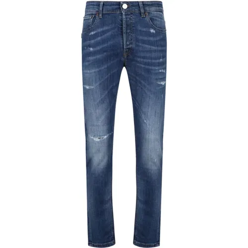 Distressed Navy Denim Jeans , Herren, Größe: W34 - PMDS - Modalova