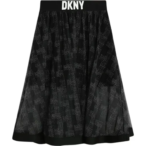 Bedruckter Polyester Midi-Rock mit Markenlogo - DKNY - Modalova