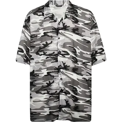 Graues Camouflage Print Hemd für Männer , Herren, Größe: M - Balenciaga - Modalova