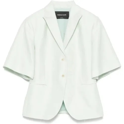 Blazers, female, , Size: S Button-Up Jacket Short Sleeves - Fabiana Filippi - Modalova