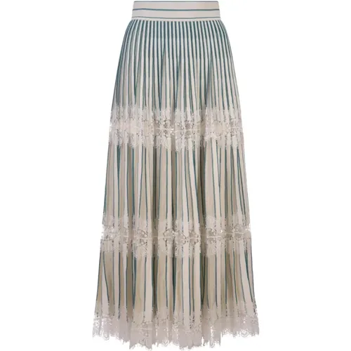 Blue Pleated Knit Midi Skirt , female, Sizes: XS, S - Elie Saab - Modalova