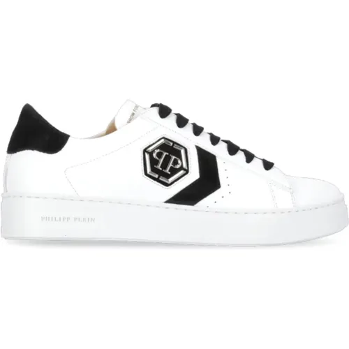 Weiße Leder Sneakers Hexagon Logo , Herren, Größe: 43 EU - Philipp Plein - Modalova