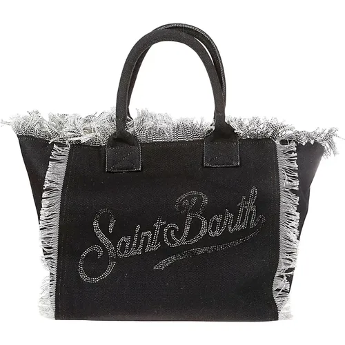 Denim Fringe Vanity Bag , female, Sizes: ONE SIZE - MC2 Saint Barth - Modalova