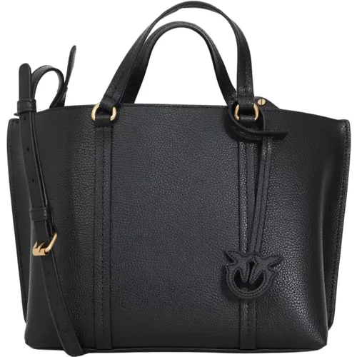 Klassische Schwarze Handtasche mit Griffen und Abnehmbarem Schulterriemen , Damen, Größe: ONE Size - pinko - Modalova