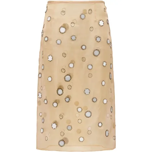 Organza Embroidered Skirt , female, Sizes: XS - Prada - Modalova