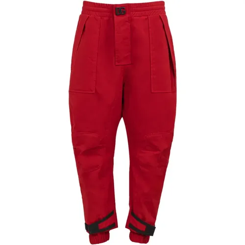 Straight Trousers, male, , Size: M Cargo pants with embossed logo - Dolce & Gabbana - Modalova