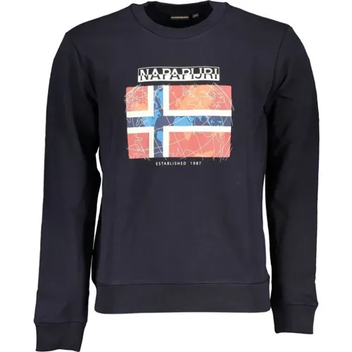 Blauer Casual Sweatshirt mit Rundhalsausschnitt , Herren, Größe: L - Napapijri - Modalova