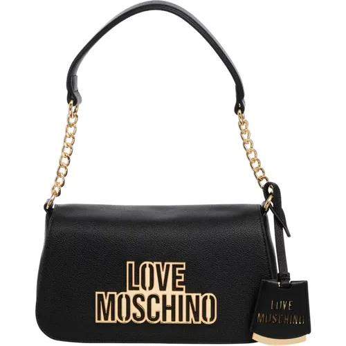 Shoulder Bags, female, , Size: ONE SIZE Logo Charm Handbag with Adjustable Strap - Love Moschino - Modalova