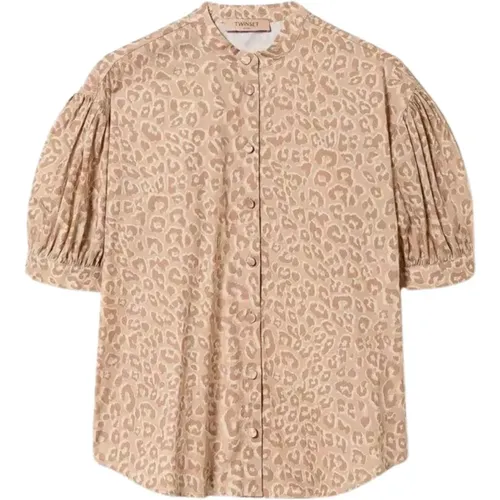 Animal Print Cotton Shirt , female, Sizes: M, XS, S - Twinset - Modalova