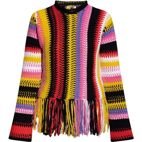 Colorful Fringed Wool Sweater , female, Sizes: S, M - Chloé - Modalova