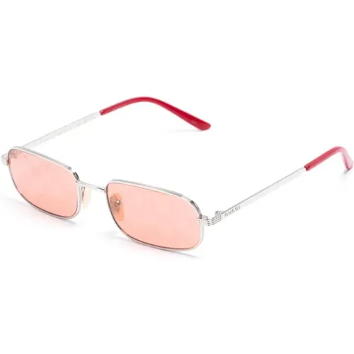 Silberne Sonnenbrille mit Originalzubehör , Herren, Größe: 57 MM - Gucci - Modalova