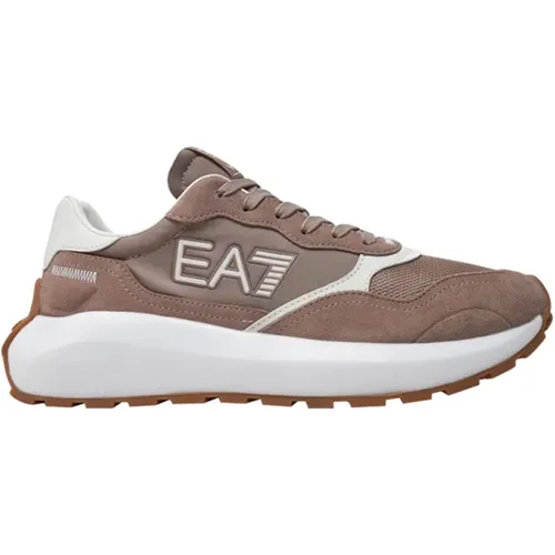 Braune Sneakers Moderner Sportlicher Stil - Emporio Armani EA7 - Modalova