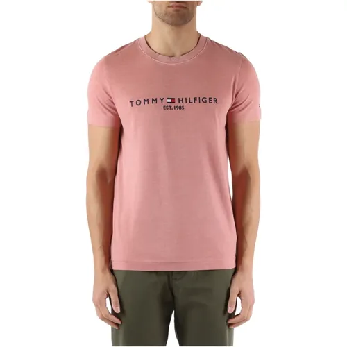 Slim Fit Baumwoll Logo T-shirt , Herren, Größe: L - Tommy Hilfiger - Modalova