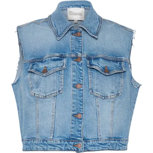 Hellblaue Retro-Waschweste Jacke , Damen, Größe: 3XL - My Essential Wardrobe - Modalova