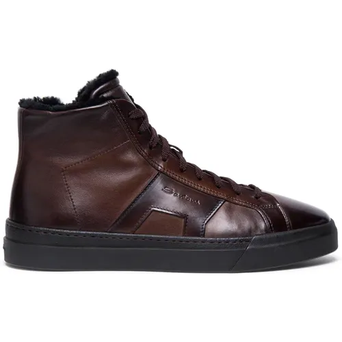 Herren Leder Sneaker Santoni - Santoni - Modalova