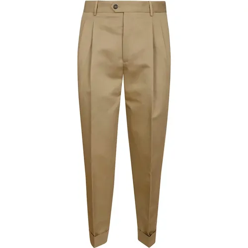 Cotton Linen Trousers with Pleats , male, Sizes: XL, L, 2XL - PT Torino - Modalova