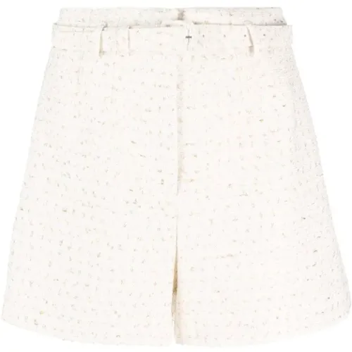 Cream White Metallic Bouclé Shorts , female, Sizes: 2XS - Self Portrait - Modalova